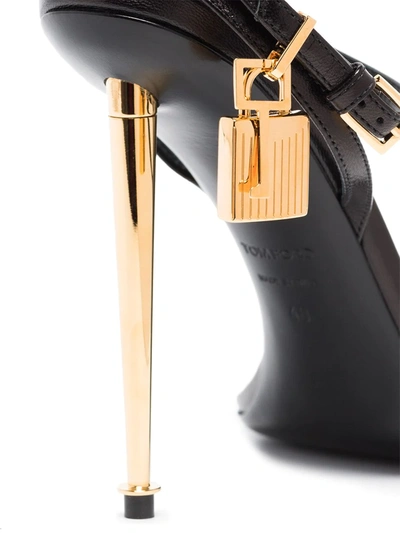 Shop Tom Ford Padlock 105mm Metallic Heel Sandals In Black