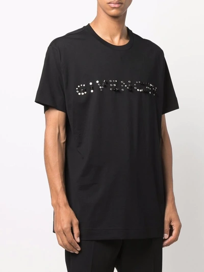 Shop Givenchy Studded Logo-print T-shirt In Schwarz