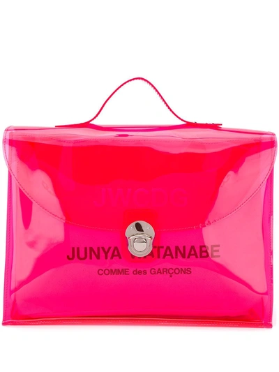 Shop Junya Watanabe Logo Print Messenger Bag In Pink