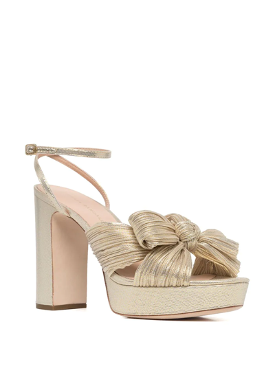 Loeffler Randall Natalia Pleated Knot Platform Sandals In Gold