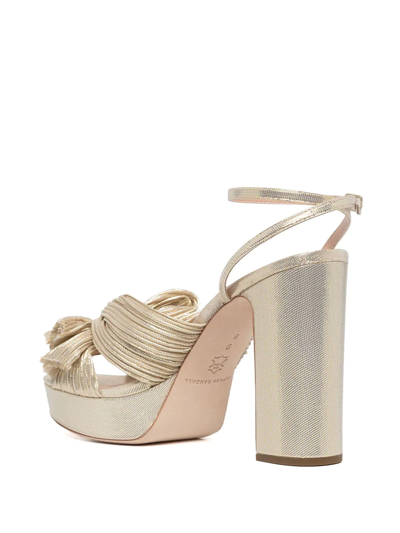 Loeffler Randall Natalia Pleated Knot Platform Sandals In Gold