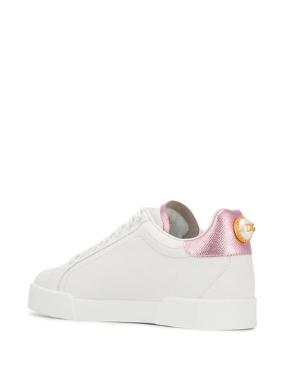 Shop Dolce & Gabbana Portofino Logo-tag Leather Sneakers In White