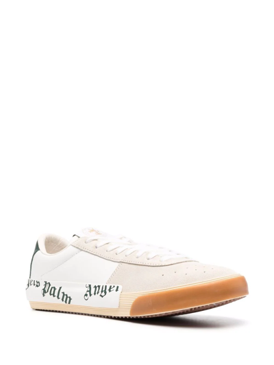 Shop Palm Angels Logo-print Low-top Sneakers In Weiss