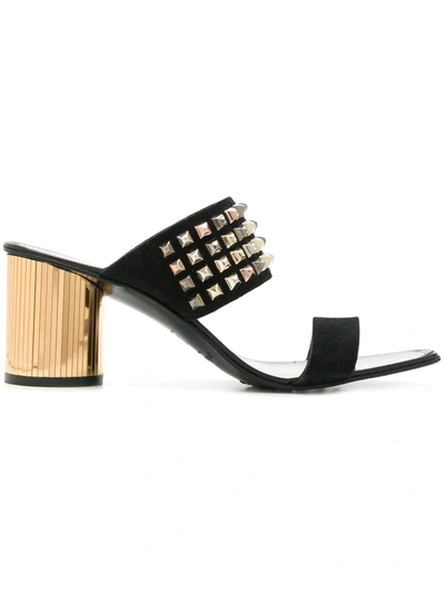 Shop Pedro Garcia Studded Embellished Heel Sandals In Black