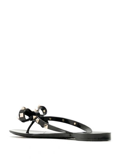Valentino Heel Sandals With Bow Accent And Studded Embellishments In Black