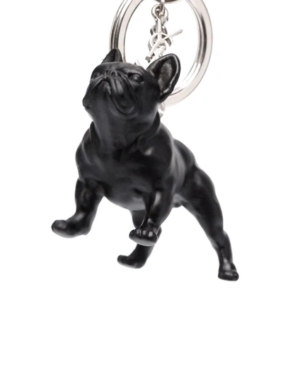 Shop Saint Laurent Chiavi Dog-plaque Logo Keyring In Black