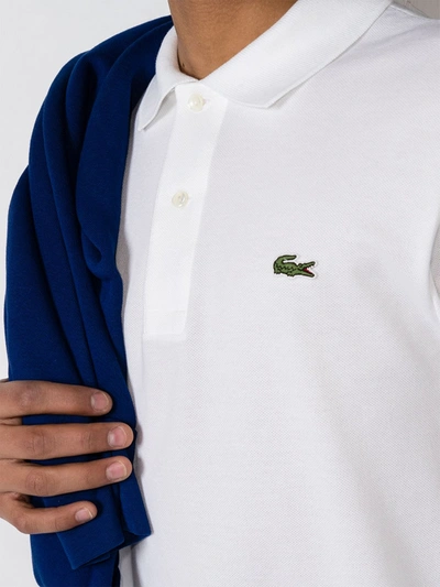 Shop Lacoste Logo-patch Long-sleeve Polo Shirt In White