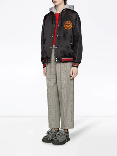 Shop Gucci Lyre Patch Bomber Jacket In Black