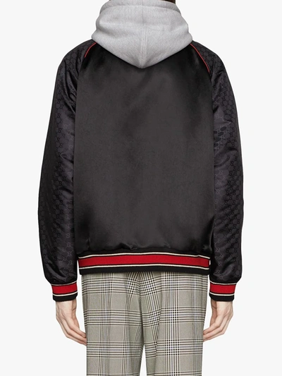 Shop Gucci Lyre Patch Bomber Jacket In Black