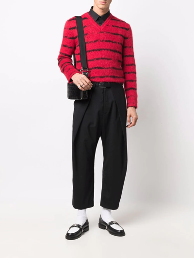 Balmain Draped Straight-leg Cropped Trousers In Schwarz
