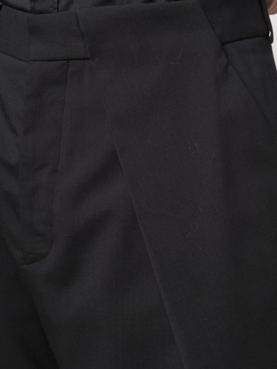 Shop Balmain Draped Straight-leg Cropped Trousers In Schwarz