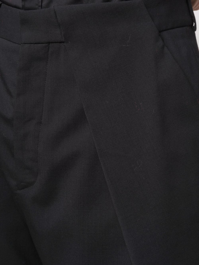 Balmain Draped Straight-leg Cropped Trousers In Schwarz