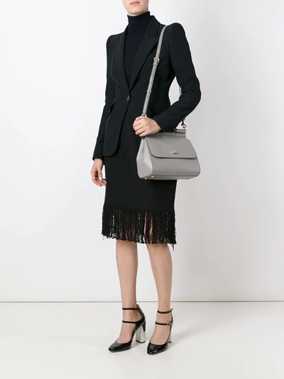 Shop Dolce & Gabbana Medium Sicily Shoulder Bag In Grey