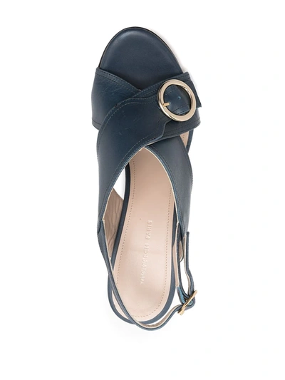 Shop Tila March Galice Leather Slingback Sandals In Blue