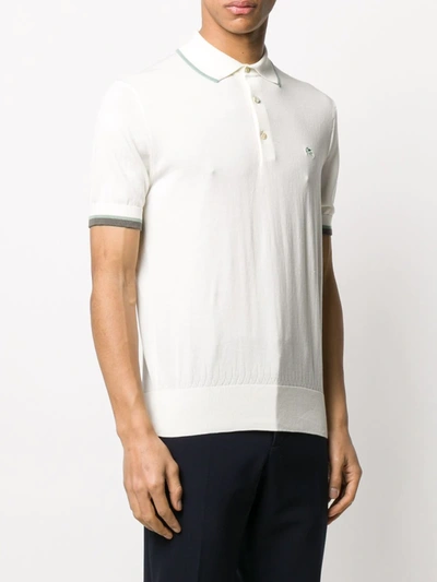 Shop Etro Stripe-detail Short-sleeved Polo Shirt In Neutrals