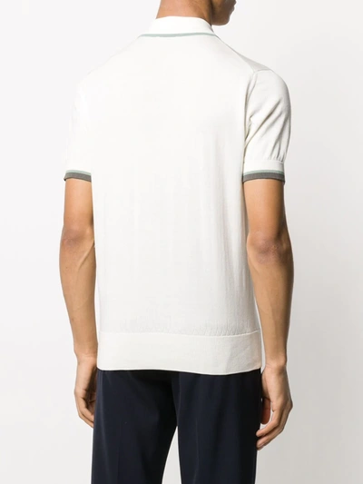 Shop Etro Stripe-detail Short-sleeved Polo Shirt In Neutrals