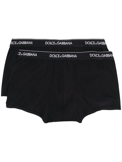 Shop Dolce & Gabbana Logo-waistband Boxer Briefs (pack Of Two) In Black