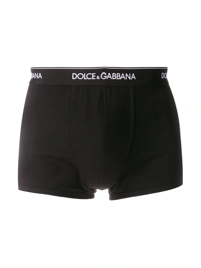 Shop Dolce & Gabbana Logo-waistband Boxer Briefs (pack Of Two) In Black