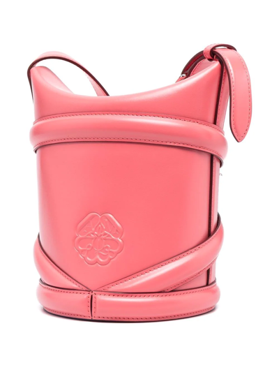Alexander Mcqueen Curve Bucket Bag With Embossed Logo In Pink