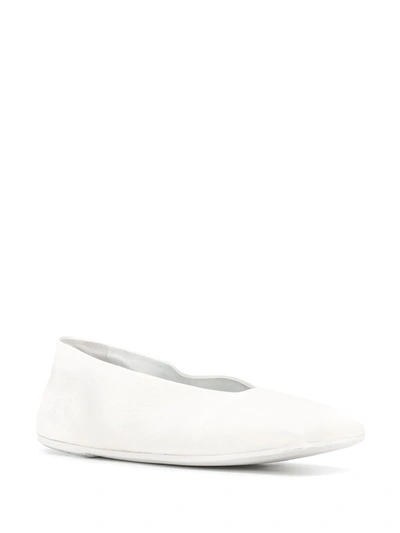 Shop Marsèll Square Toe Ballerinas In White