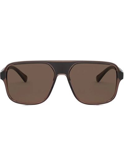 Shop Dolce & Gabbana Step Injection Pilot-frame Sunglasses In Brown