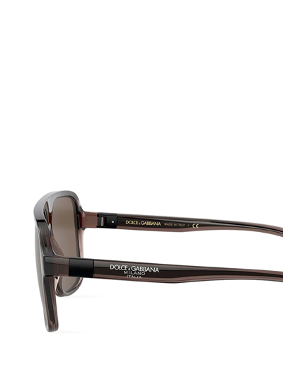 Shop Dolce & Gabbana Step Injection Pilot-frame Sunglasses In Brown