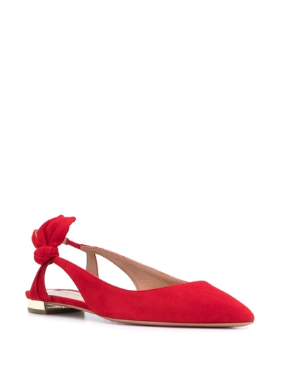 Shop Aquazzura Bow-detail Ballerina Shoes In Red