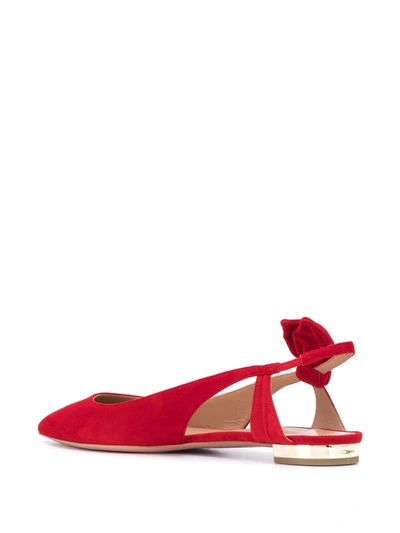 Shop Aquazzura Bow-detail Ballerina Shoes In Red