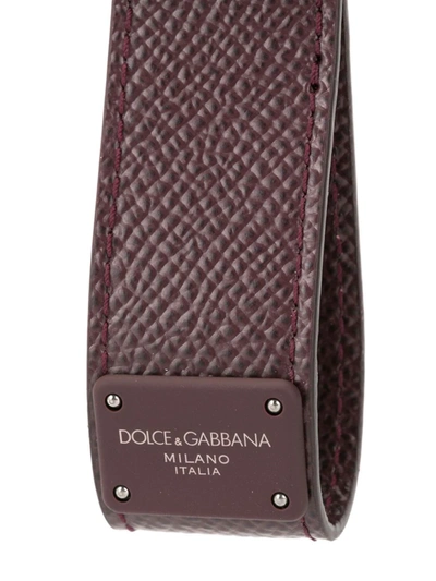 Shop Dolce & Gabbana Logo Tag Keyring In Brown