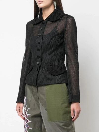Shop Dolce & Gabbana Fitted Mesh Jacket In Black