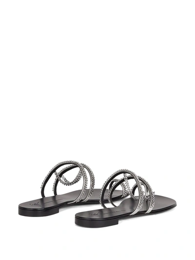 Shop Giuseppe Zanotti Catena Leather Sandals In Silver