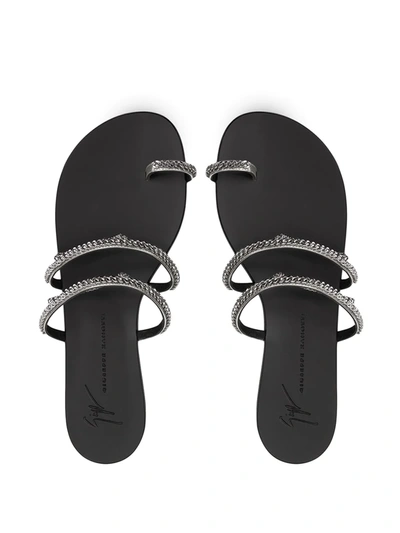 Shop Giuseppe Zanotti Catena Leather Sandals In Silver