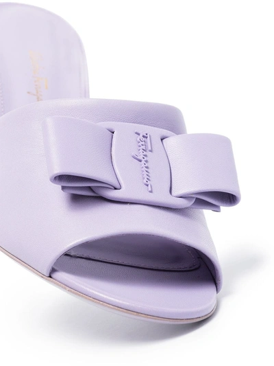 Ferragamo Viva Bow 70mm Mules In Purple