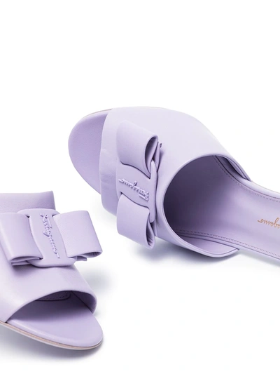 Ferragamo Viva Bow 70mm Mules In Purple