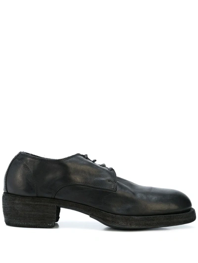 Shop Guidi Round Toe Lace Up Derby Shoes In Black