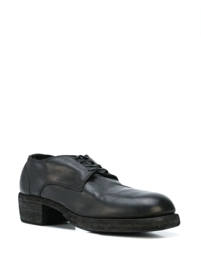 Shop Guidi Round Toe Lace Up Derby Shoes In Black