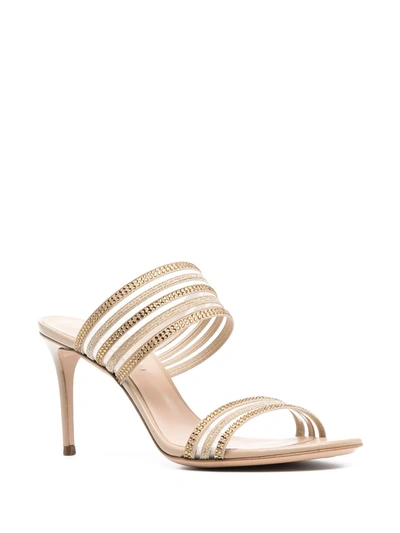 Shop Casadei Crystal-embellished Mule Sandals In Gold