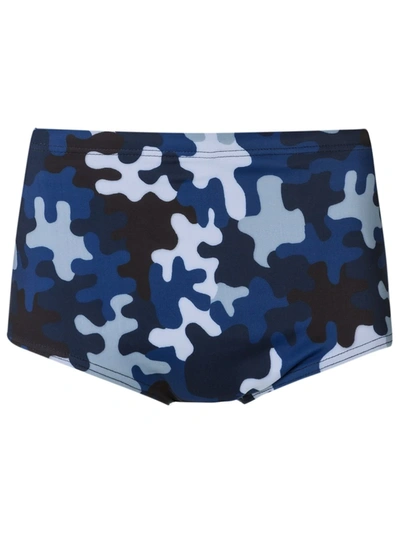 Shop Amir Slama Camouflage Print Trunks In Blue