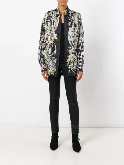 Pre-owned Versace Baroque Print Shirt In Black