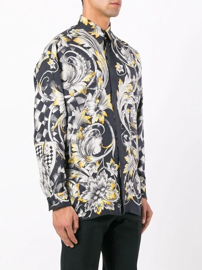 Pre-owned Versace Baroque Print Shirt In Black