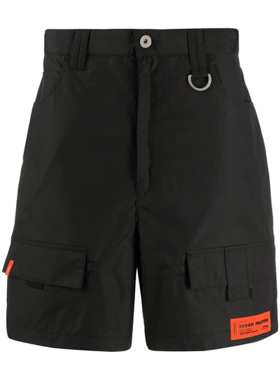 Shop Heron Preston High Rise Utility Shorts In Black