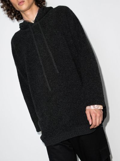 Shop Edward Crutchley Knitted Hooded Sweater In 灰色