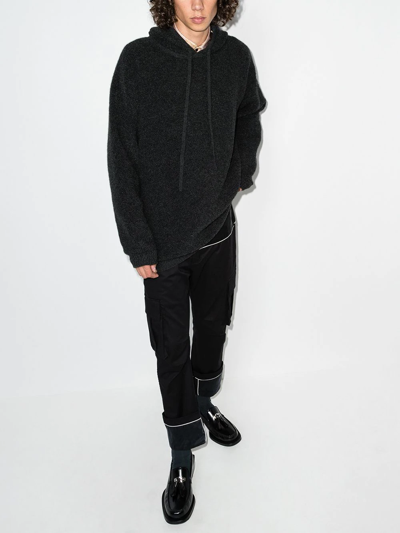 Shop Edward Crutchley Knitted Hooded Sweater In 灰色