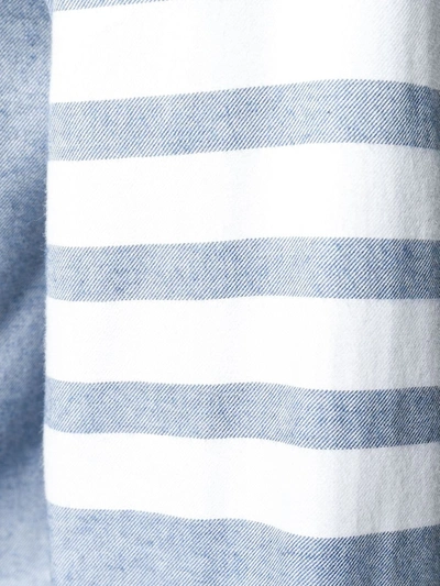 Thom Browne Light Blue Solid Flannel Shirting 4-bar Nametag Straight Fit Shirt In Blue