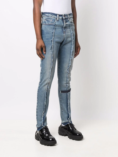 Shop Val Kristopher Eroded Frayed Slim-fit Jeans In 蓝色