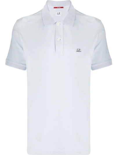 Shop C.p. Company Logo-embroidered Polo Shirt In Blue