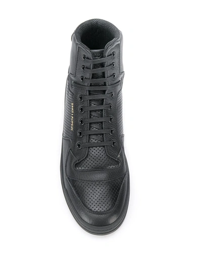 Shop Saint Laurent Perforated High-top Sneakers In Black