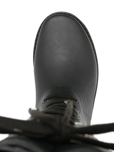 Off-white Quote-motif Lace-up Riding Boots In Black