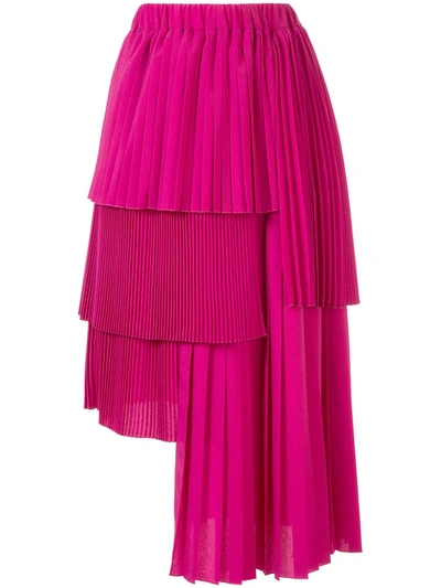 Shop N°21 Asymmetric Pleated Skirt In Pink