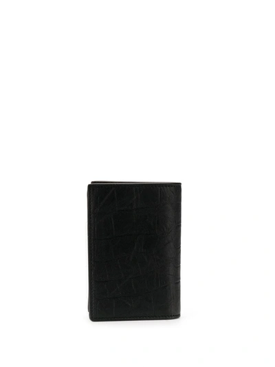 Shop Saint Laurent Crocodile-embossed Cardholder In Black
